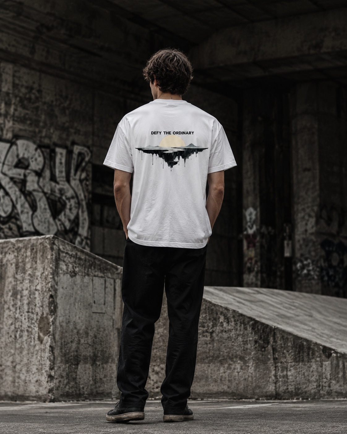 White Rebel 001 Founder’s Edition tee styled in a wide outdoor frame